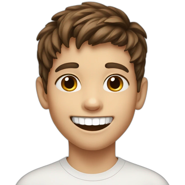 8 years old boy with brown hair and wide smile and losing the lateral tooth emoji