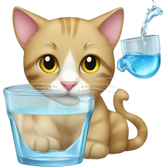 Cat drinking water from a glass emoji