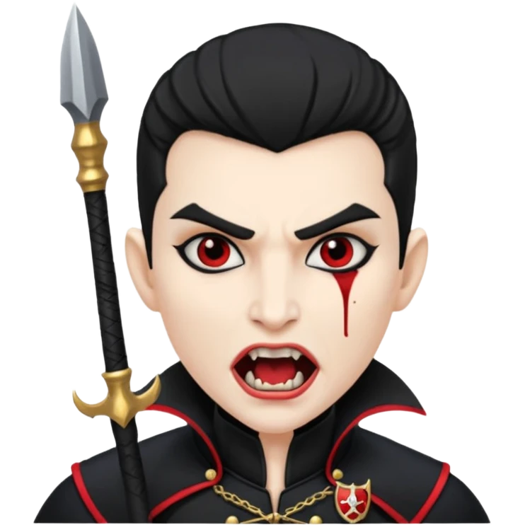 vampire guard with spear open mouth emoji
