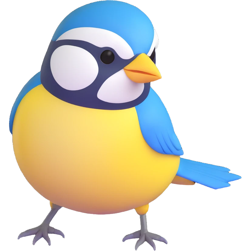 Eurasian blue tit bird with yellow chest and blue head emoji