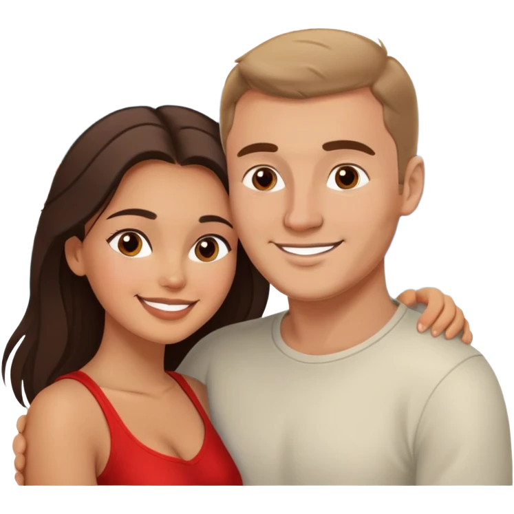 Couple hugging in Montenegro russian man and Latina girl looking in each others eyes  emoji