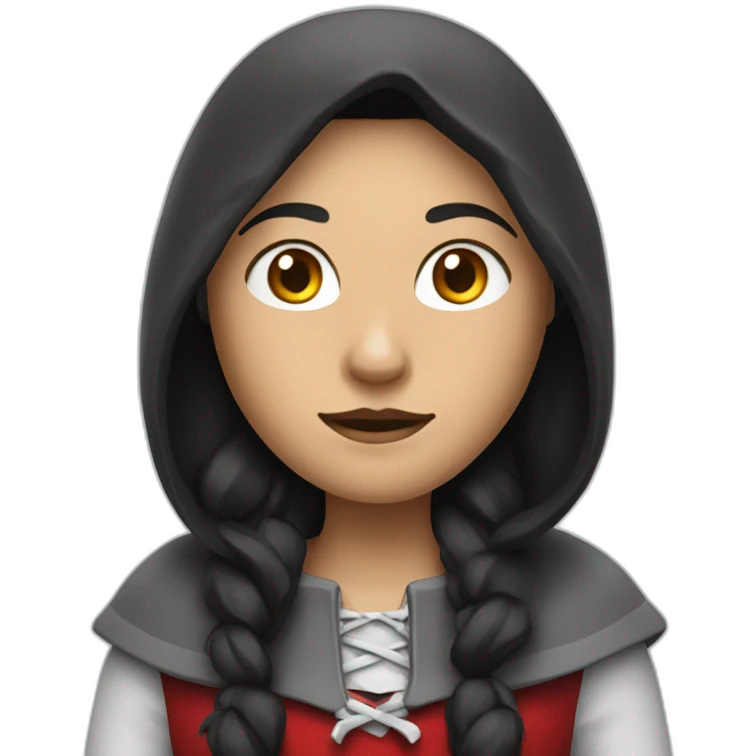 red-ridding-hood-with-long-black-strait-hair-with-white-break emoji