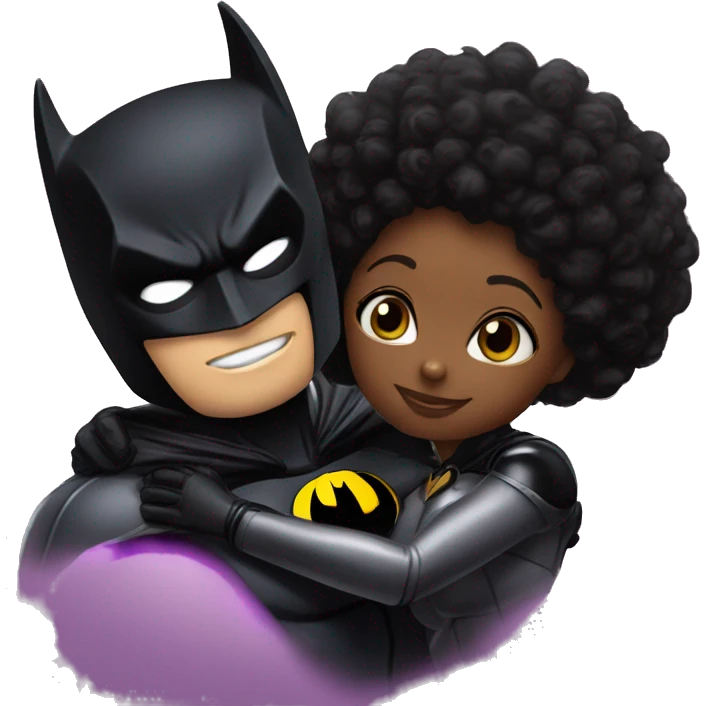 Batman hugs afro catwoman emoji