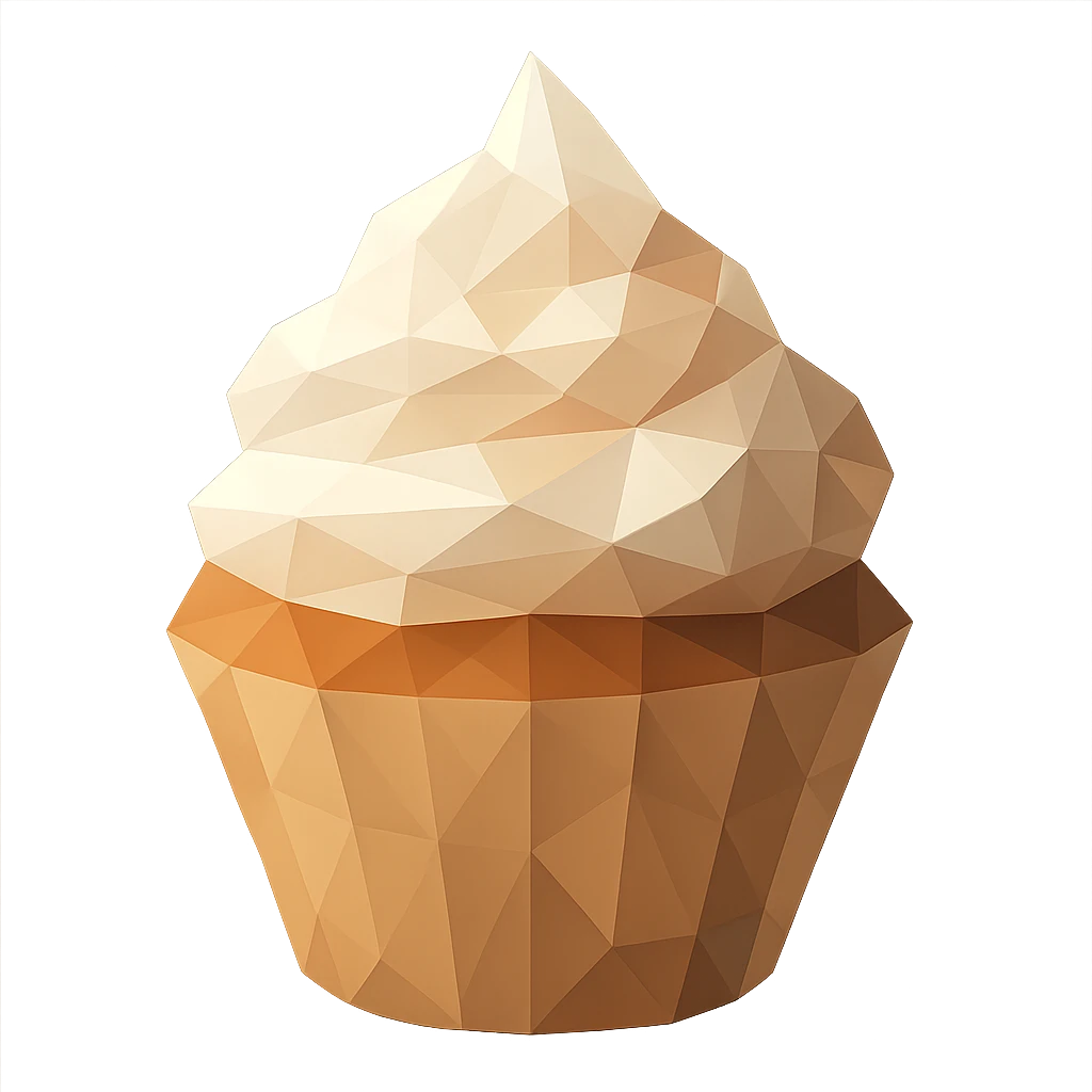 cupcake, low-poly geometric shapes, polygonal style emoji