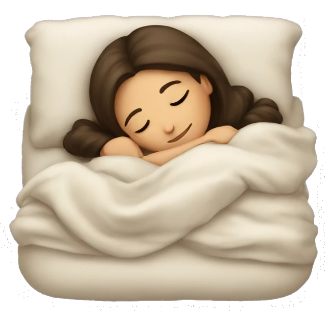 Brunette girl sleeping cozy emoji