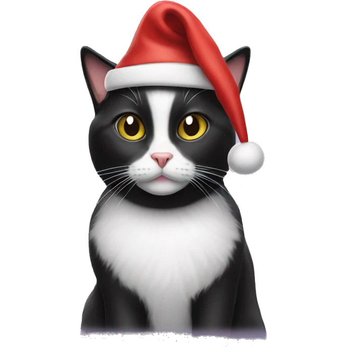 tuxedo cat santa hat emoji