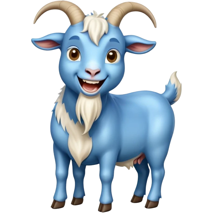 Full body Blue goat laughing hysterically with tears emoji