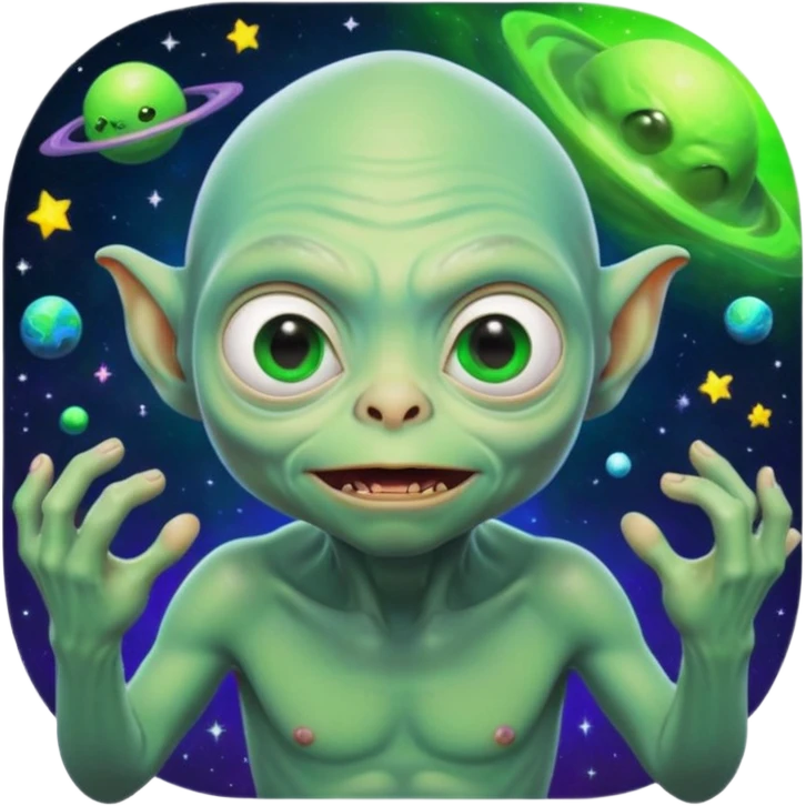 Neon gollum in space emoji