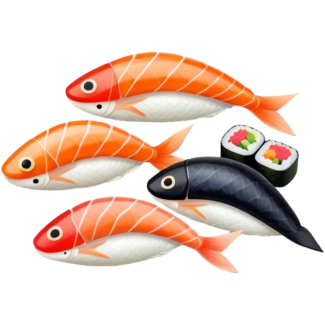 four sushi with fish on a plate emoji
