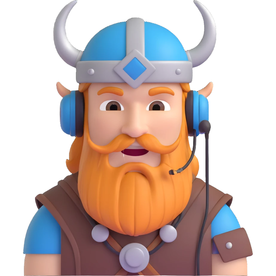 viking gamer, viking helmet, headset, playful look emoji