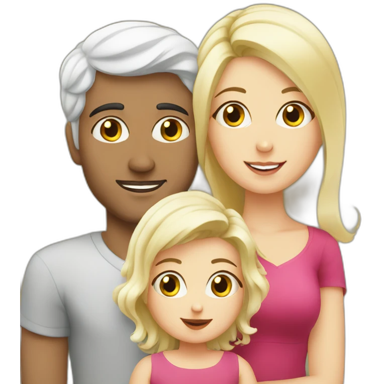 Young Iranian man, blond French wife, and baby girl emoji