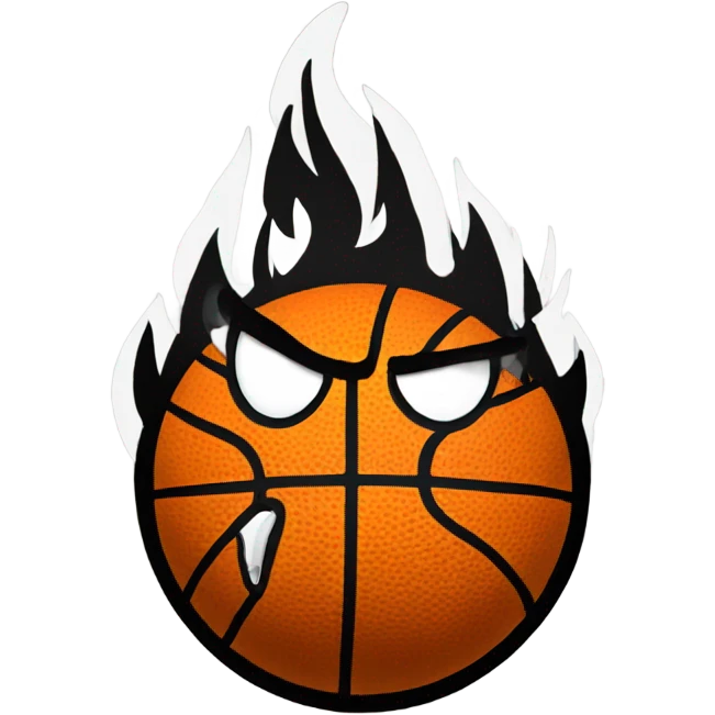 Basketball witb angry face on fire emoji