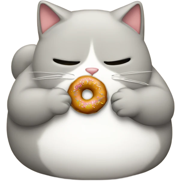Fat cat eating a donut emoji