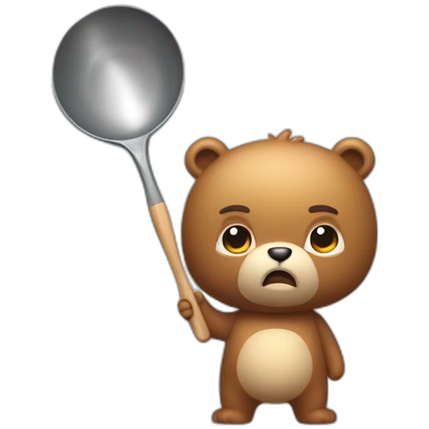 really angry and offended cute cuddly bear toywith a frying pan in hand emoji