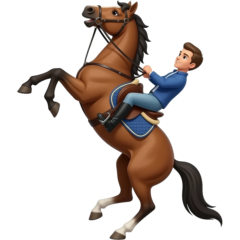 1 persona montando a caballo pero que se cae atrás emoji