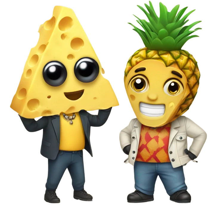 Cheese with beetle and pineapple wearing underway emoji