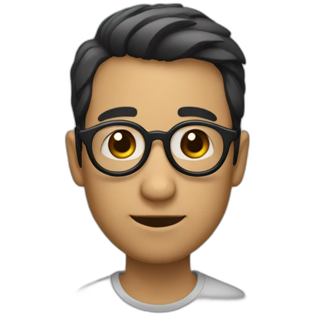 un homme chauve avec des lunettes rondes noires emoji