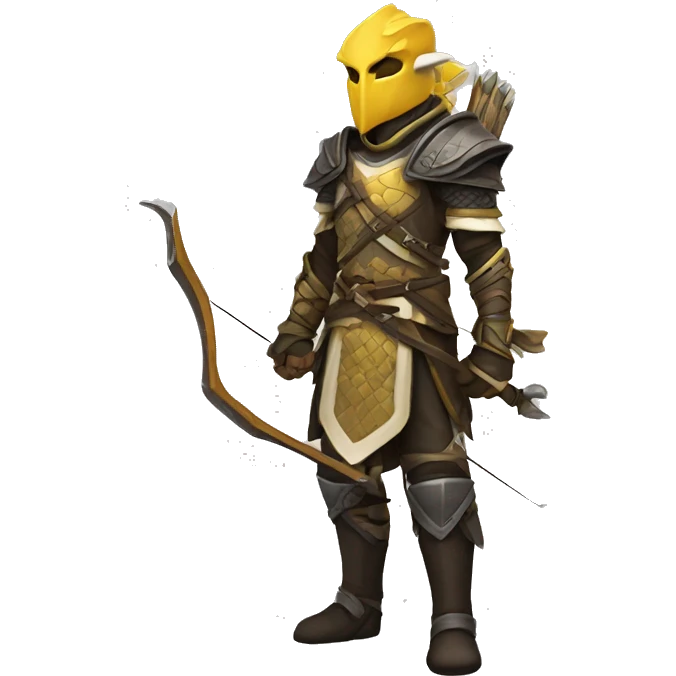 Dragonborn  archer with yellow and white armor and black boots  without helmet  emoji