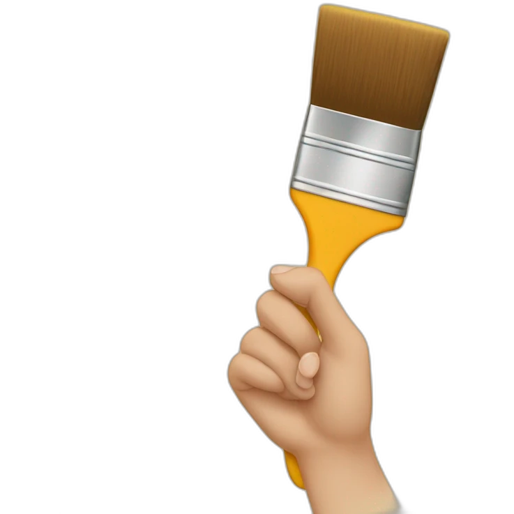 a hand holding a brush emoji