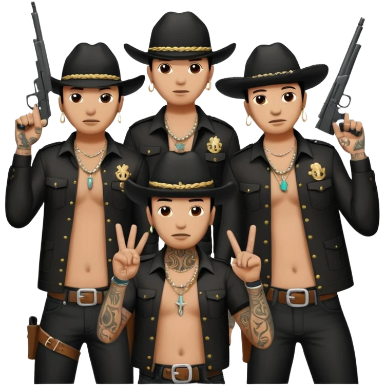 Norteño gang with numbers 14, hand gang signs and guns emoji