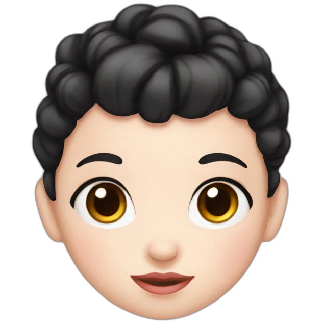 White BABY with short black hair and pink bowS emoji