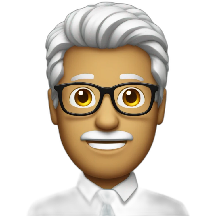 Hombre mayor pelo blanco con gafas emoji