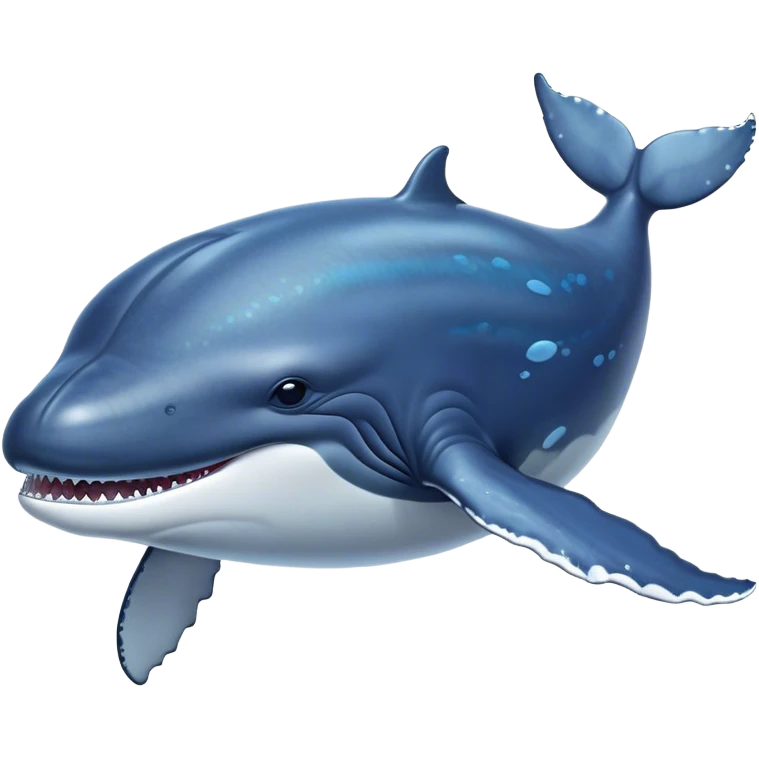 Cinematic Noble Humpback Whale Portrait Emoji, Poised and grand, with an enormous, barnacle-speckled blue-gray body, soulful, wise eyes, and a deeply serene presence, Simplified yet sharp and sophisticated features, highly detailed, glowing with a soft oceanic radiance, high shine, intelligent and powerful, stylized with an air of deep-sea mystery, focused and regal, soft glowing outline, capturing the essence of a legendary giant of the ocean that appears ready to glide majestically through the waves with effortless grace! emoji