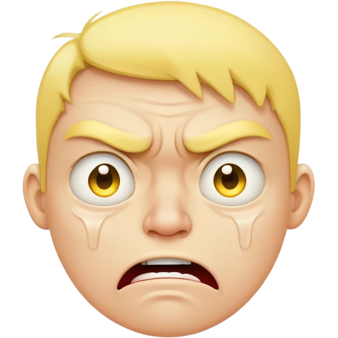 yellow face with angry expression and tears, mad and crying emoji