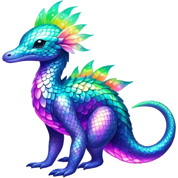 Shiny Exotic Nebulae Tropical Colorful Neon-colored Glittery Ethereal Sparkly Amaura-Aurorus-Fakémon-hybrid-creature (full body)  emoji
