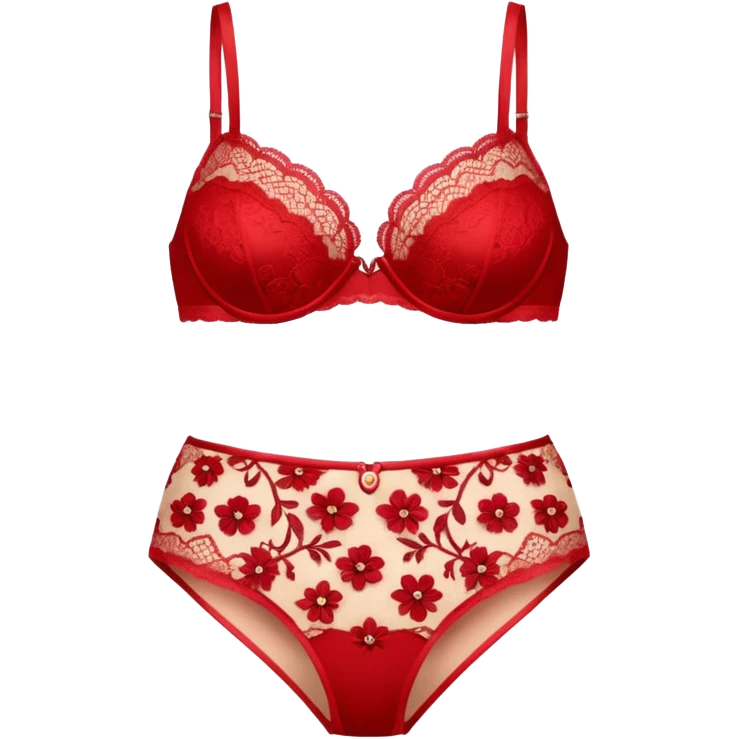 Red lingerie dentelle hot set cute emoji