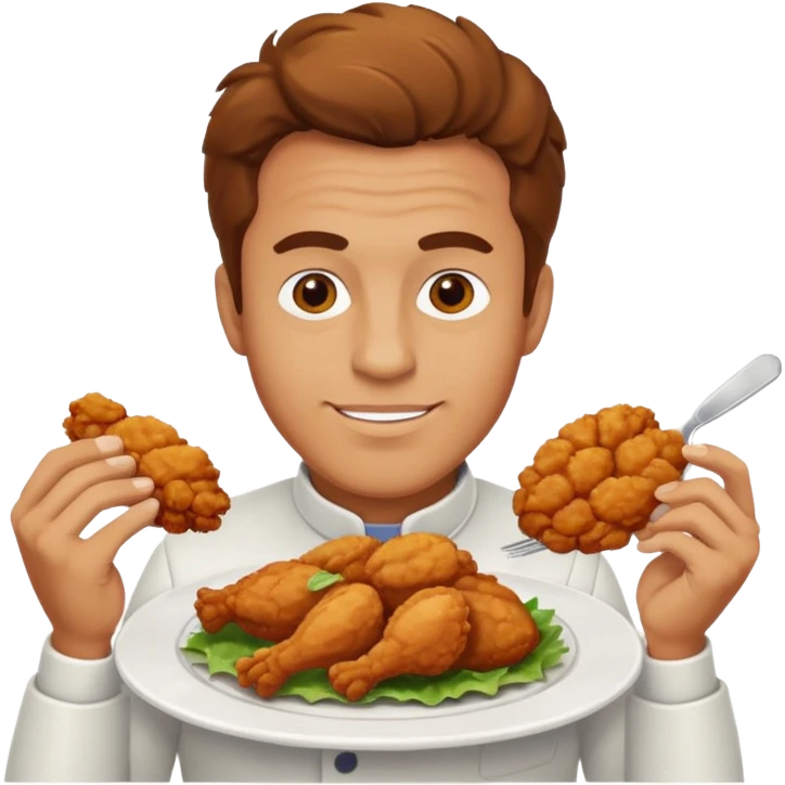 
man enjoying a plate of chicken emoji