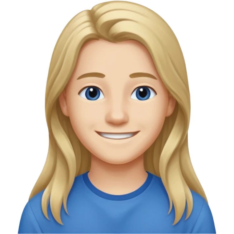 jeune cheveux long avec le sourire style européen emoji