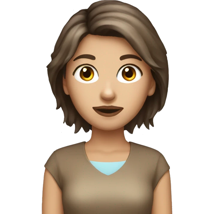 Brown haired tan blue eyes girl with a wolf haircut emoji