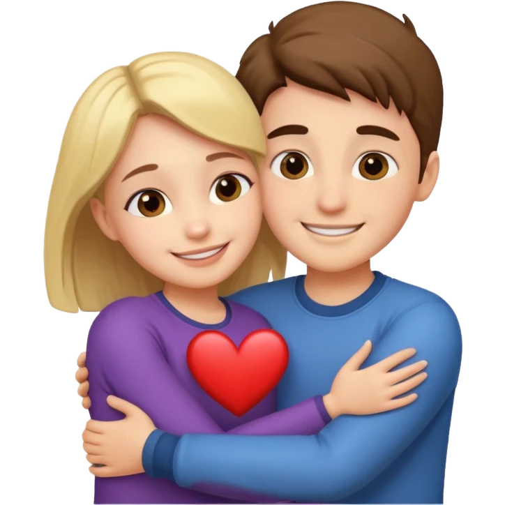 Boy and girl hugging each other in love emoji