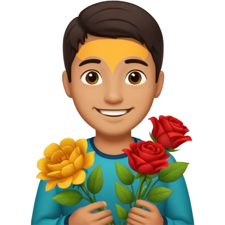Cute Mexican guy giving you flowers emoji