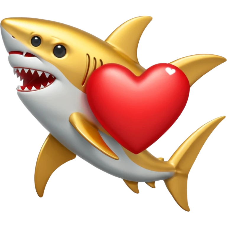 golden shark with heart emoji