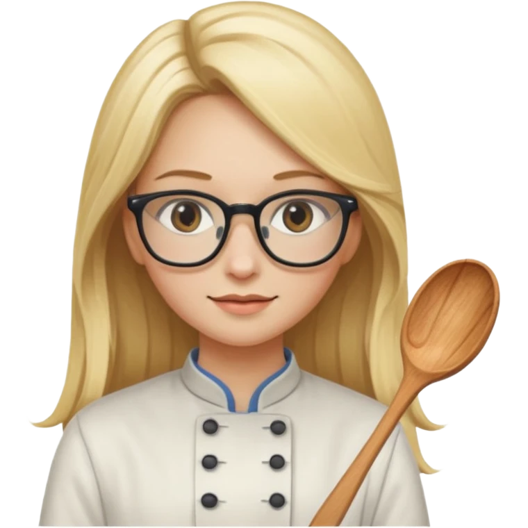 je voudrai un emoji d'une fille aux cheveux longs et blonds avec des lunettes entrain de cuisiner emoji