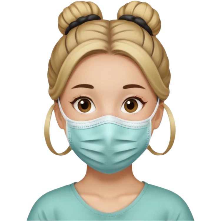 Una chica con una mascarilla y un moñito chiquito eñ su cabello  emoji