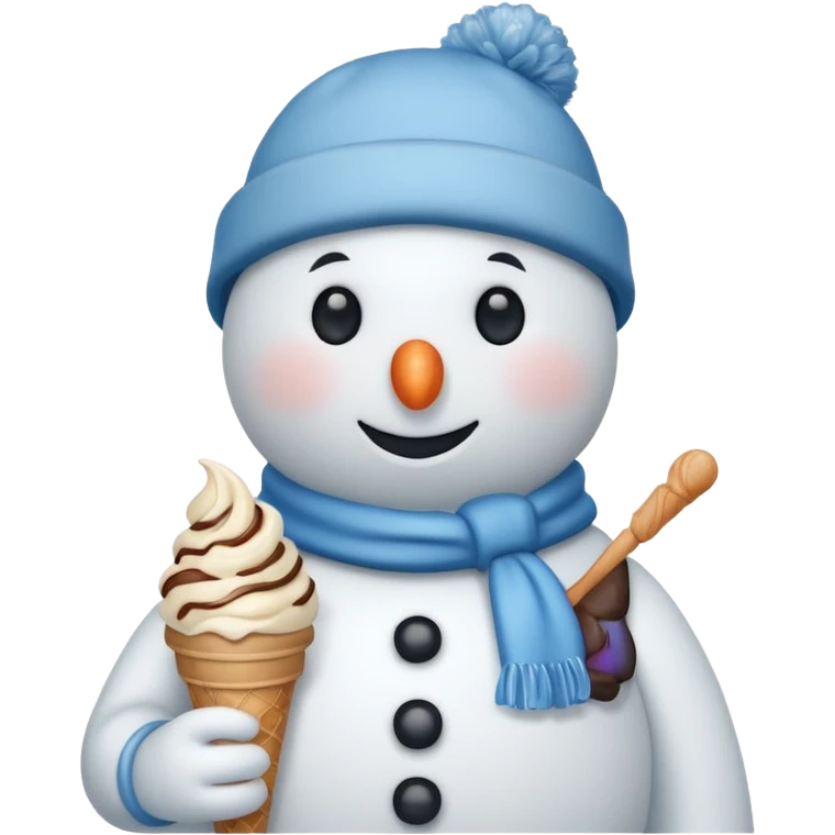 snowmen holding ice cream single snowmen with winter cap emoji