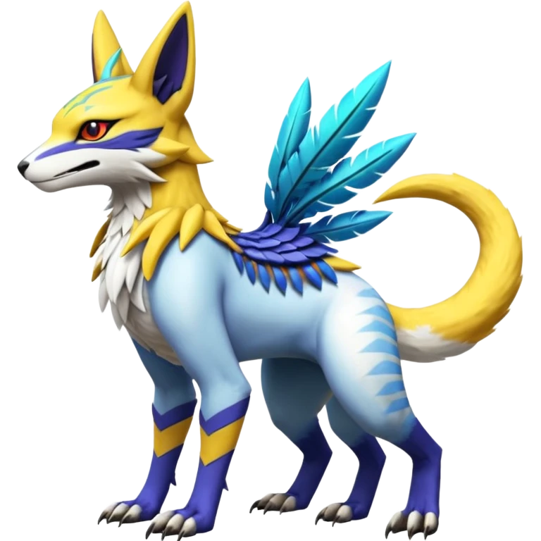 Tropical Exotic Short Legendary Epic Cool Colorful Renamon-Zeraora-Bastet-Latias-Vernid-Sergal-fusion-hybrid-creature emoji