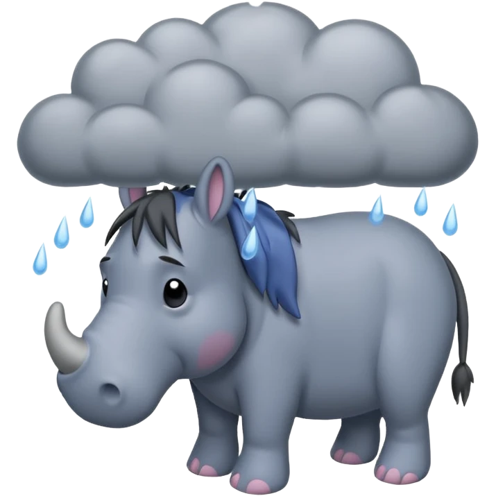 Eeyore under a rain cloud emoji