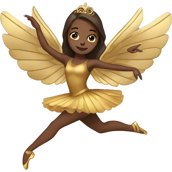  brown ballerina with gold wings emoji