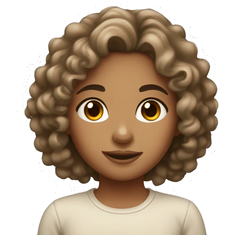 Girl with curly hair and tan skin neutral undertone emoji