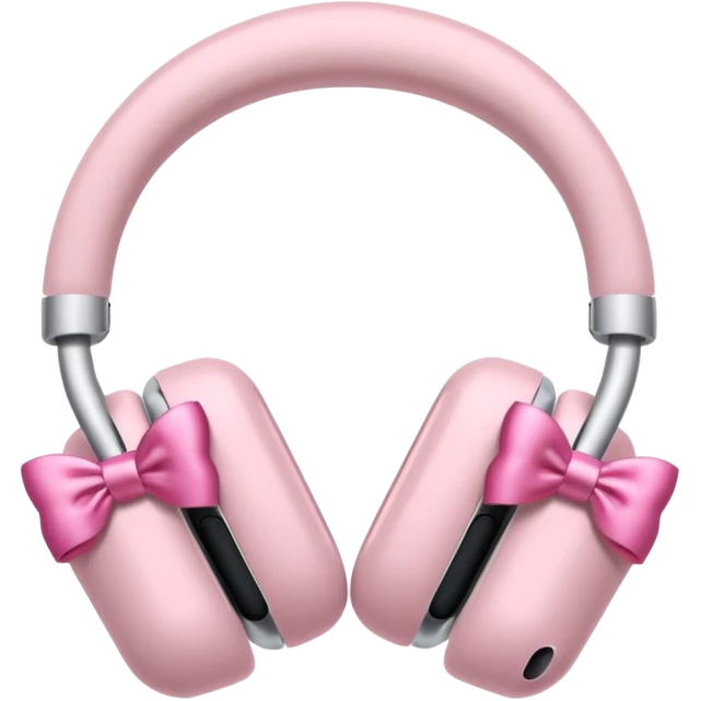 airpods max with pink bows around them emoji
