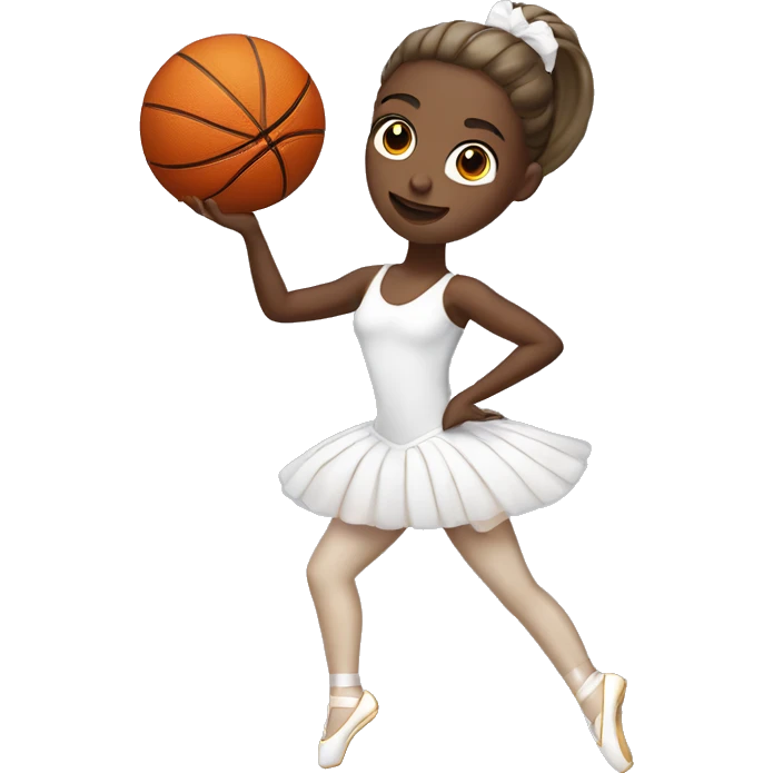 white scin ballerina with a basketball in her hands emoji