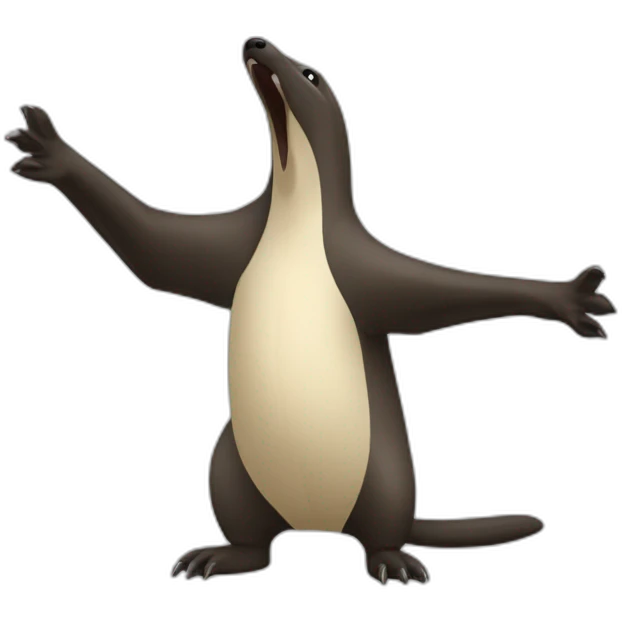 anteater arms wide open, as in defense position, up towards the sky emoji