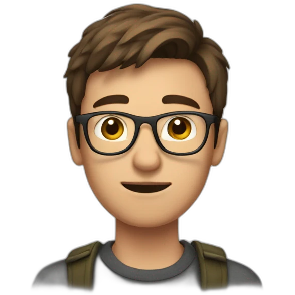 short-haired, brown-haired young man wearing glasses, unable to put a key in the lock of a door emoji