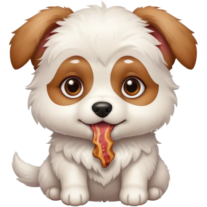 maltese dog face small puppy with brown eyes bacon in mouth  emoji