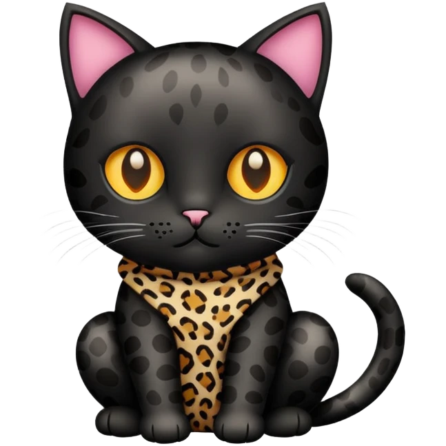 Black cat wearing leopard emoji
