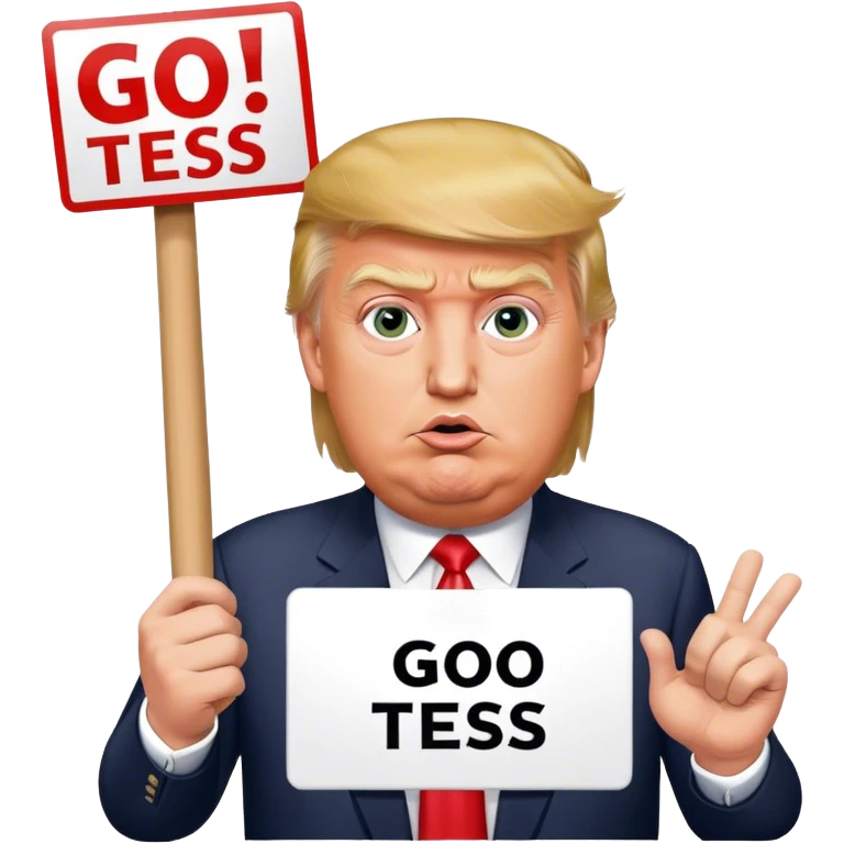 Donald trump holding a sign saying Go Tess  emoji
